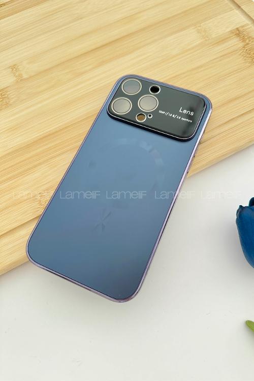 Lamelif iPhone 14 Pro Max Kamera Korumalı Telefon Kılıfı Patlıcan Moru Rengi