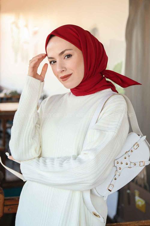 Lamelif Keten Eşarp Bordo