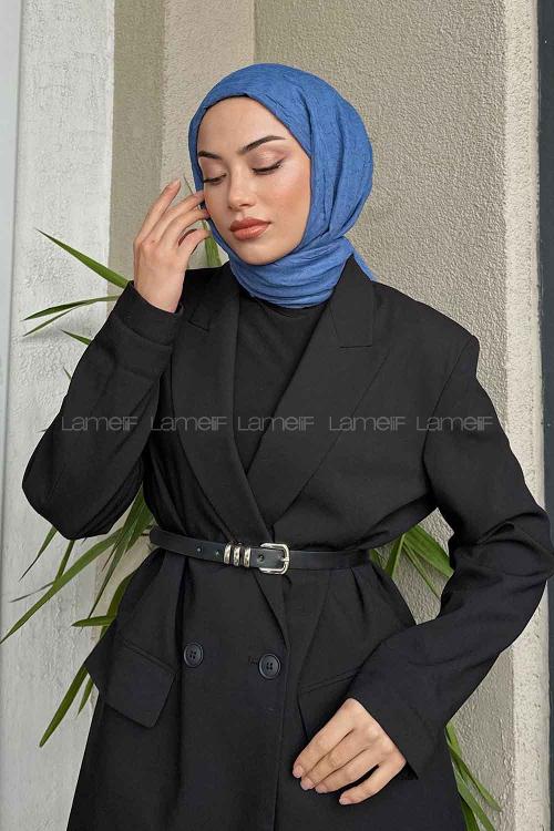 Lamelif Bambu Şal Kot Mavi