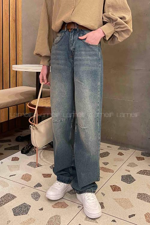 Lamelif Kemer Tokalı Baggy Jean