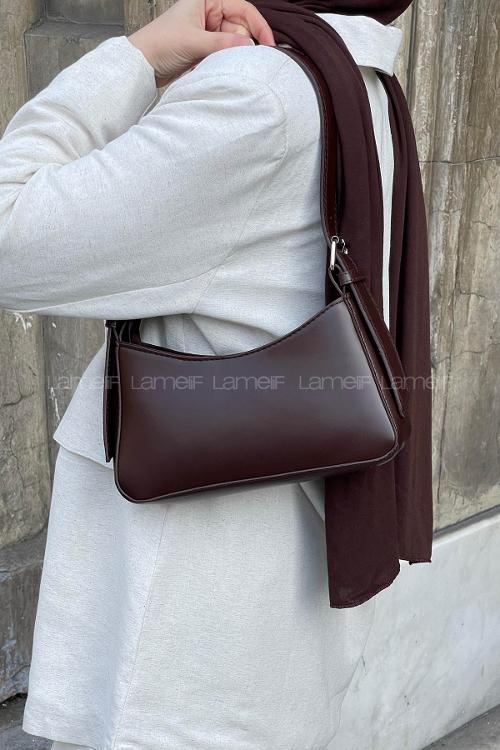 Lamelif Distressed Kol Çantası Kadın Acı Kahve