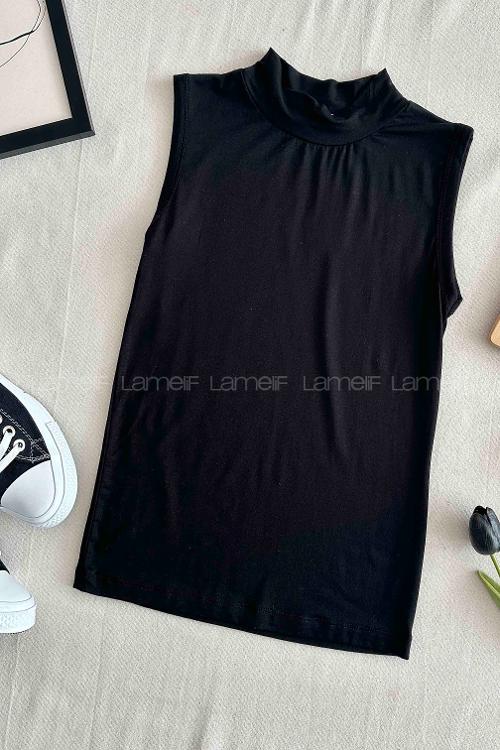 Lamelif Sıfır Kollu İçlik Siyah