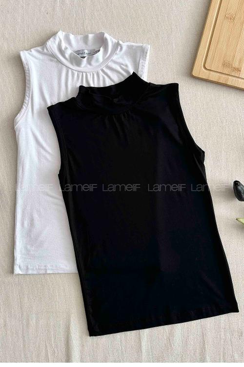 Lamelif Sıfır Kollu İçlik Siyah