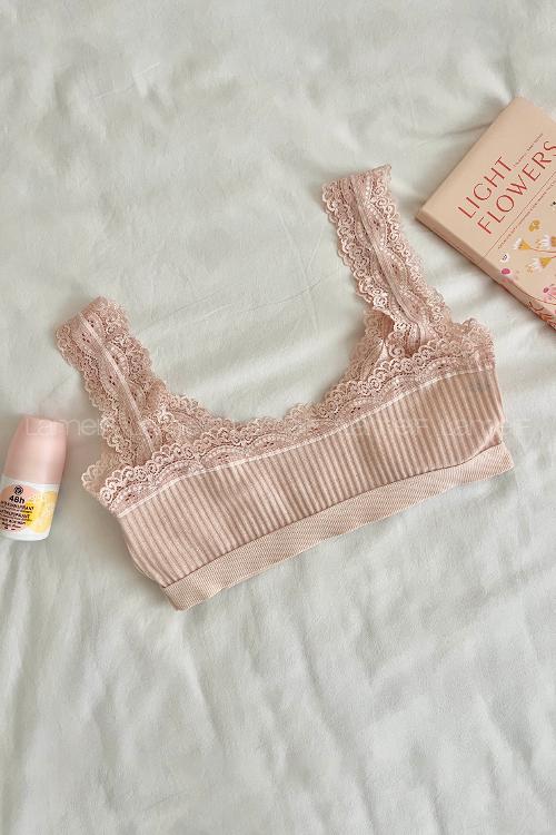 Lamelif Dantel Askılı Pedli Sporcu Sütyen