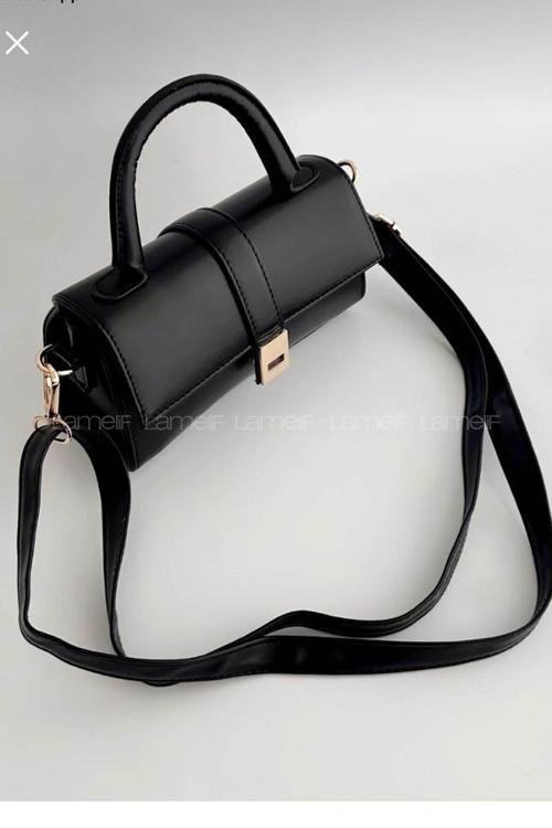 Lamelif Ruby Model Mini Üstten Ayarlanabilir Yan Askılı Kapaklı Çanta Siyah