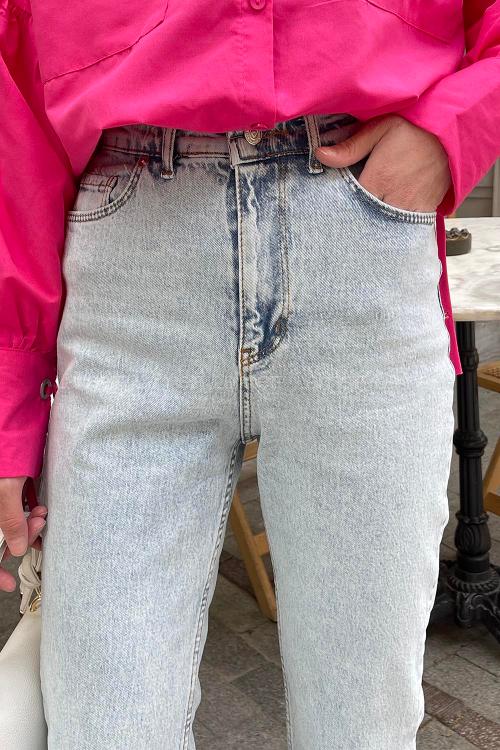 Lamelif Kesik Paça Fit Jean Kar Yıkama