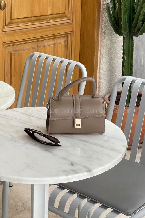 Lamelif Ruby Model Mini Üstten Ayarlanabilir Yan Askılı Kapaklı Çanta Soft Kahve