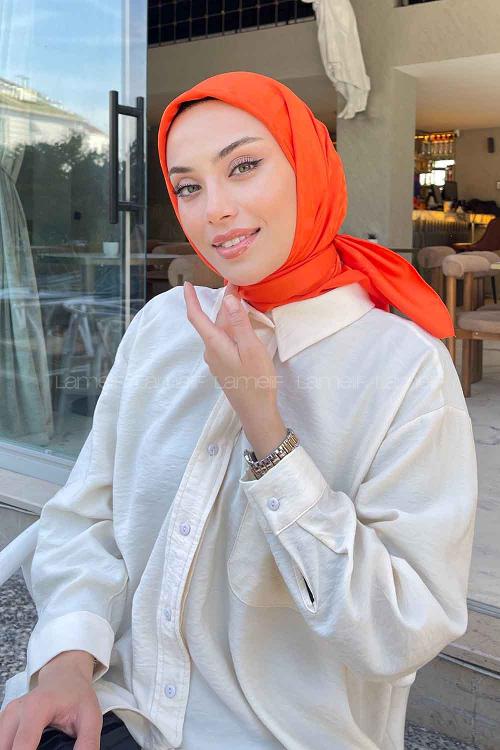 Lamelif F Desen Jakar Eşarp Oranj