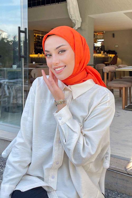 Lamelif F Desen Jakar Eşarp Oranj