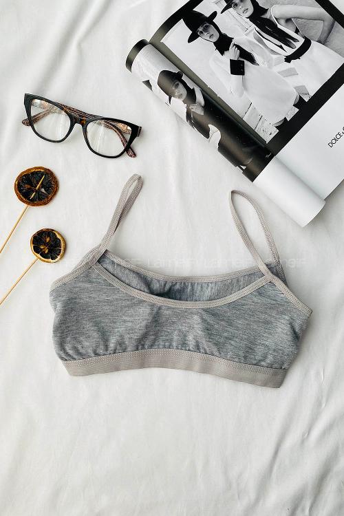 Gray Cotton Without Underwire Unsupport Bralet