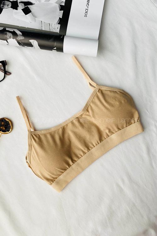 Lamelif Sporcu Penye  Büstiyer Sütyen Ten Rengi