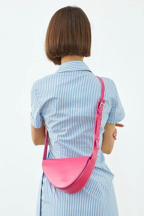 Lamelif Çapraz Askılı Asimetrik Kadın Çanta Fuşya