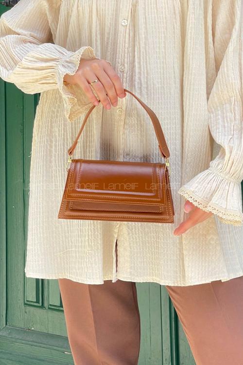 Lamelif Mini Julia Model Kadın El Ve Omuz Çantası Taba