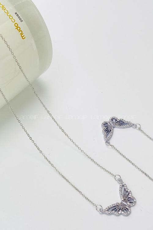 Lamelif Gümüş Kelebek Zirkon Kolye