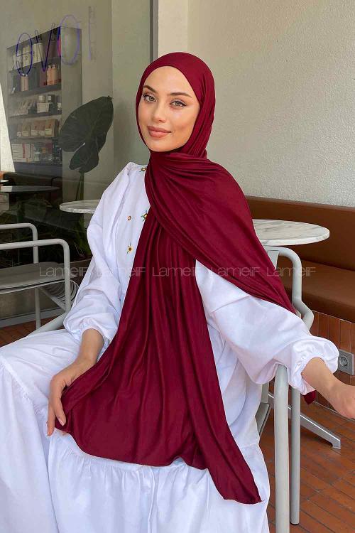 Lamelif Penye Şal Koyu Bordo