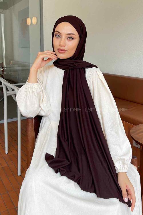 Lamelif Koyu Kahve Penye Şal