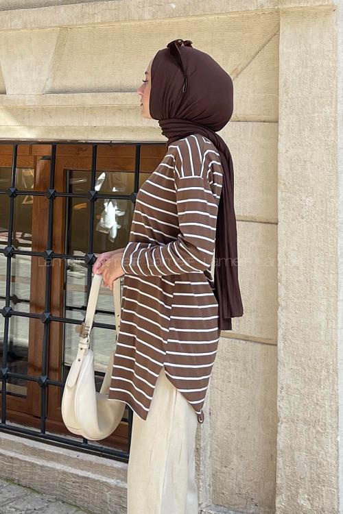 Bitter Brown Crew Neck Tunic