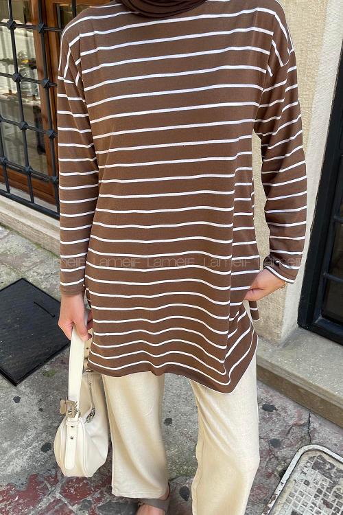 Bitter Brown Crew Neck Tunic