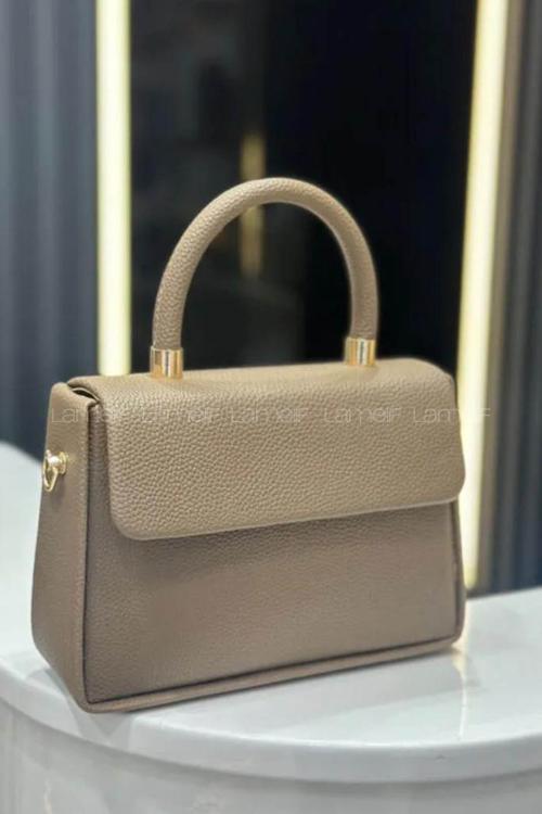 Lamelif Gold Detaylı Kare Kadın Çanta Soft Kahve