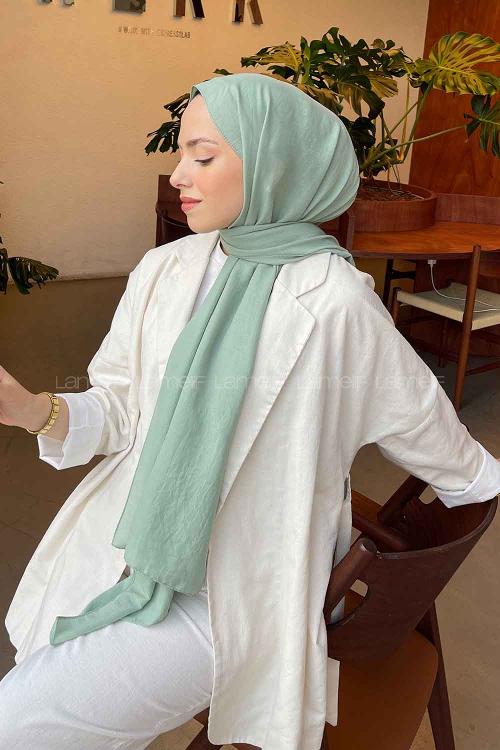 Plum Green Cotton Straight Shawl