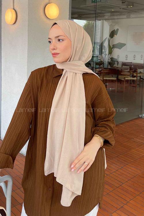 Lamelif Comfort Pamuk Şal Koyu Bej