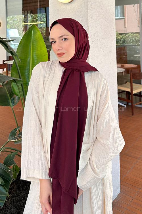 Lamelif Keten Şal Acı Bordo