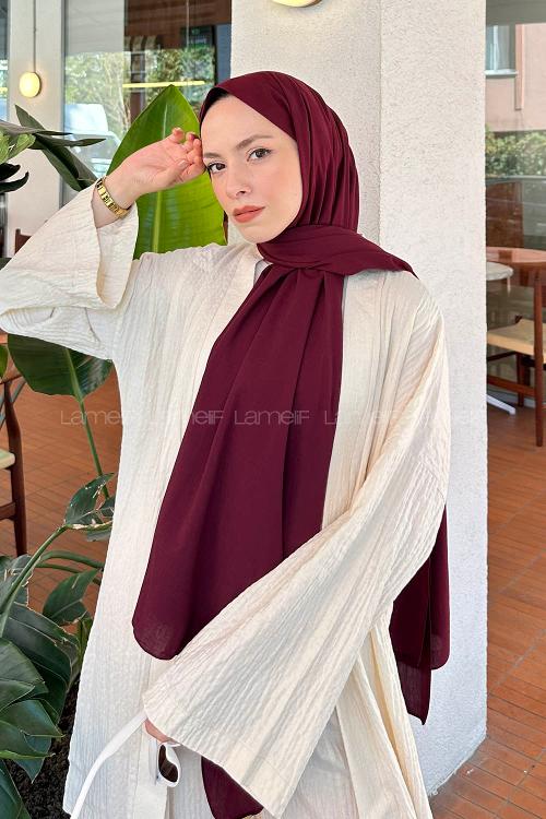 Lamelif Keten Şal Acı Bordo