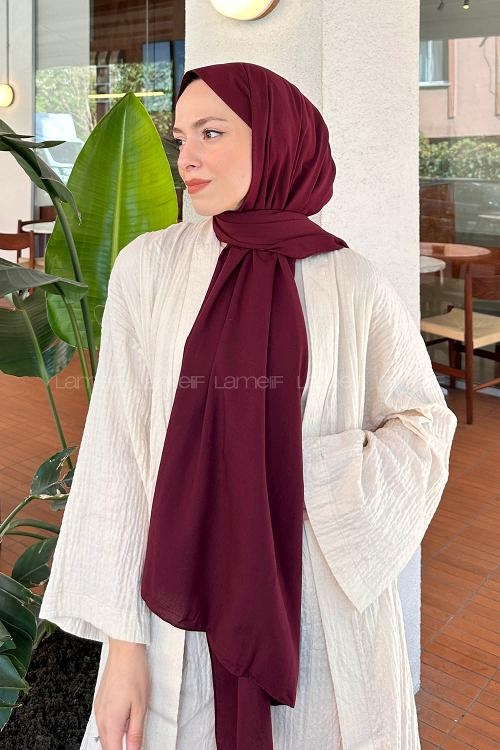 Lamelif Keten Şal Acı Bordo
