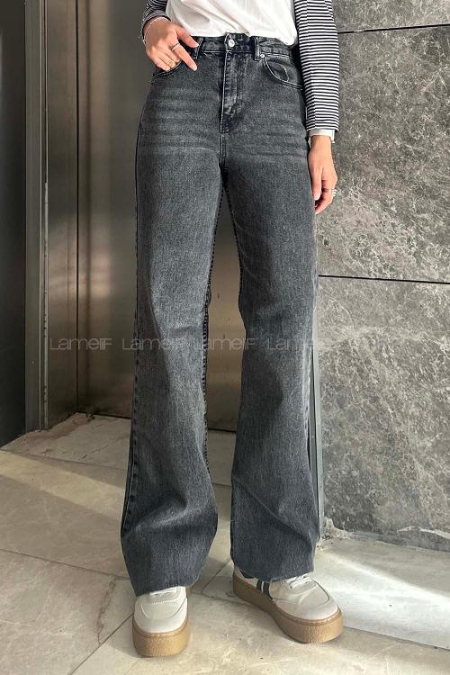 Lamelif Kesik Paça Straight Jean Füme