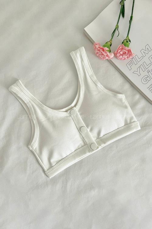 White Cotton Without Underwire Unsupport Bralet