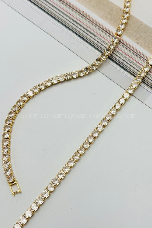 Lamelif Gold Taşlı Baget Bileklik