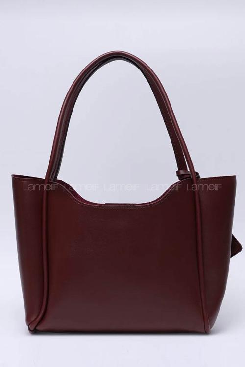 Lamelif Çıtçıtlı Suni Deri Cüzdanlı Kadın El ve Omuz Çantası Bordo