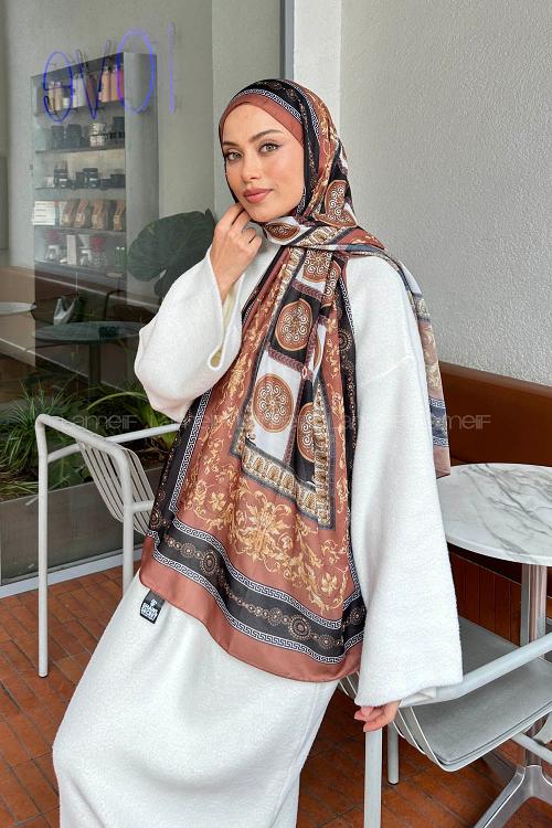 Lamelif Versa Desen Pamuk Şal Sütlü Kahve