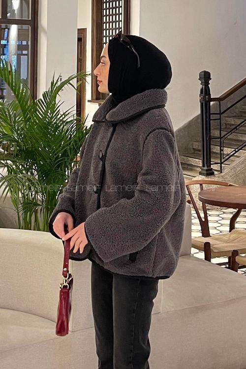 Lamelif Düğmeli Tedy Kaban Antrasit