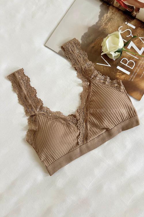 Lamelif Dantel Askılı Pedli Sporcu Sütyen