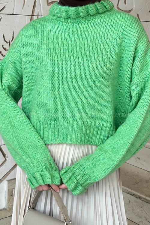 Lamelif Crop Kazak Neon Yeşili