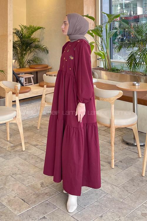 Modalamelif Elica Elbise Bordo