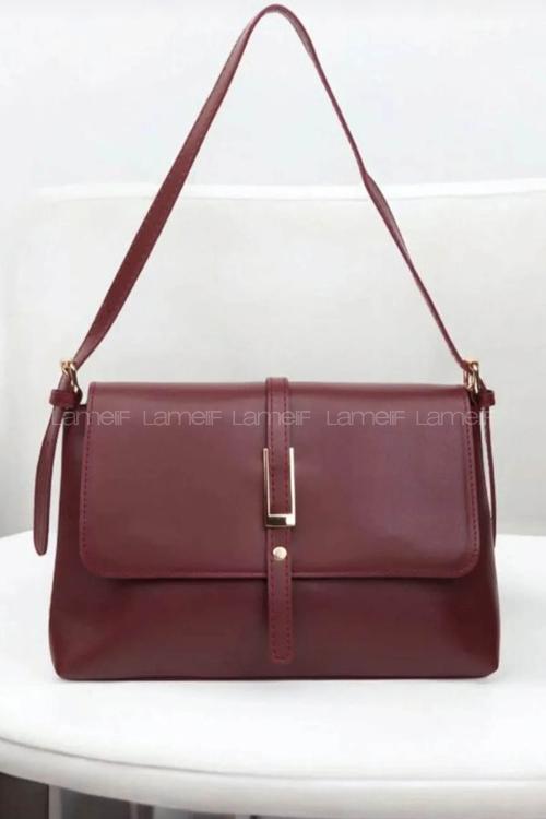 Lame Luxury Gold  Detaylı Kadın Çanta Bordo