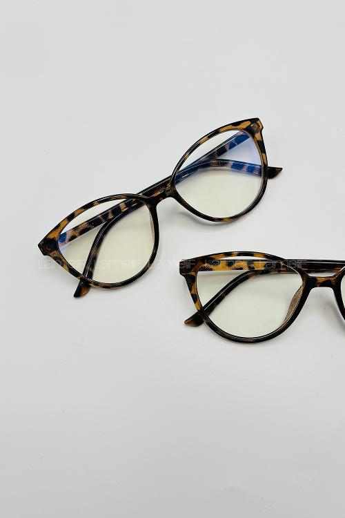 Lamelif Cates Leopar Çerçeve Şeffaf İmaj Gözlük