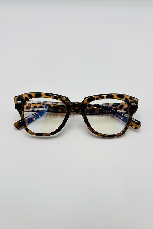 Lamelif İnes Leopar Çerçeve Şeffaf İmaj Gözlük
