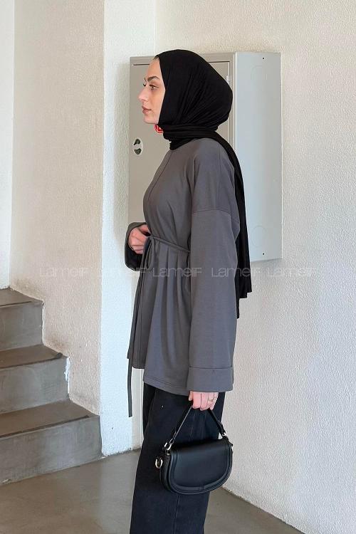 Lamelif Yırtmaç Detaylı Sweat Antrasit