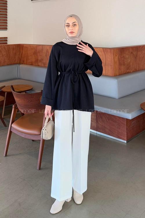 Lamelif Yırtmaç Detaylı Sweat Lacivert