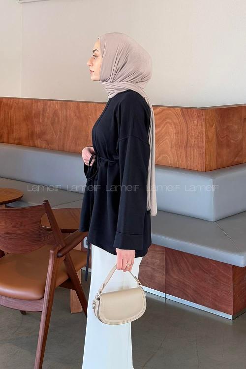 Lamelif Yırtmaç Detaylı Sweat Lacivert