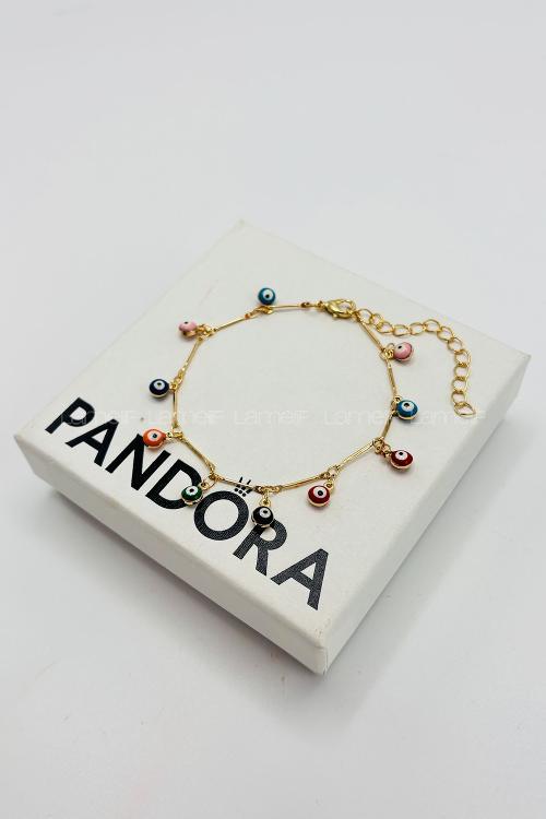 Lamelif Gold Çokrenkli Sallantılı Nazar Boncuk Zarif Bileklik