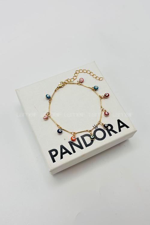 Lamelif Gold Çokrenkli Sallantılı Nazar Boncuk Zarif Bileklik