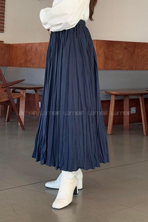 Lamelif Kraşlı Tesettür Etek Lacivert