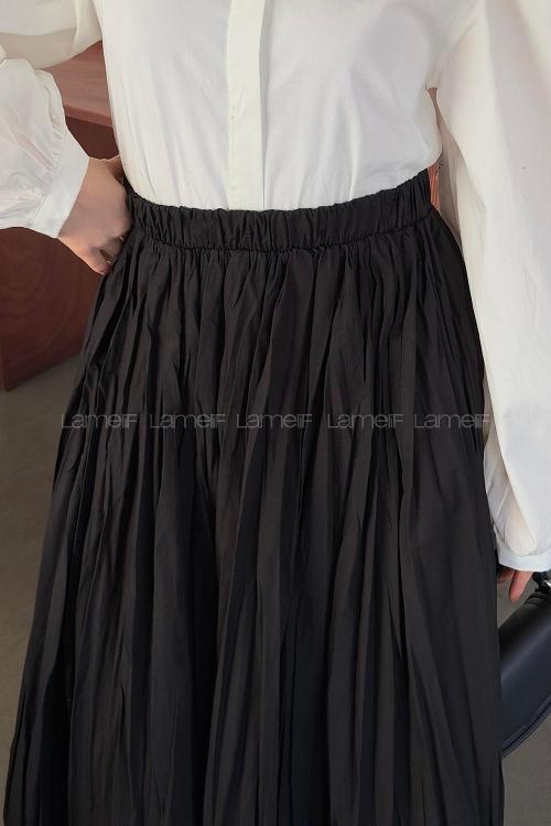 Lamelif Kraşlı Tesettür Etek Siyah