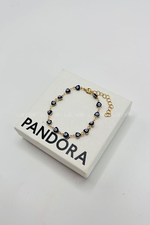 Lamelif Lacivert Kalp Nazar Boncuklu Zarif Bileklik