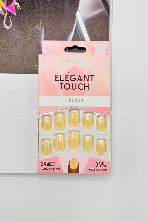 Lamelif Gold Beauty French Takma Tırnak 24 lü Kemik
