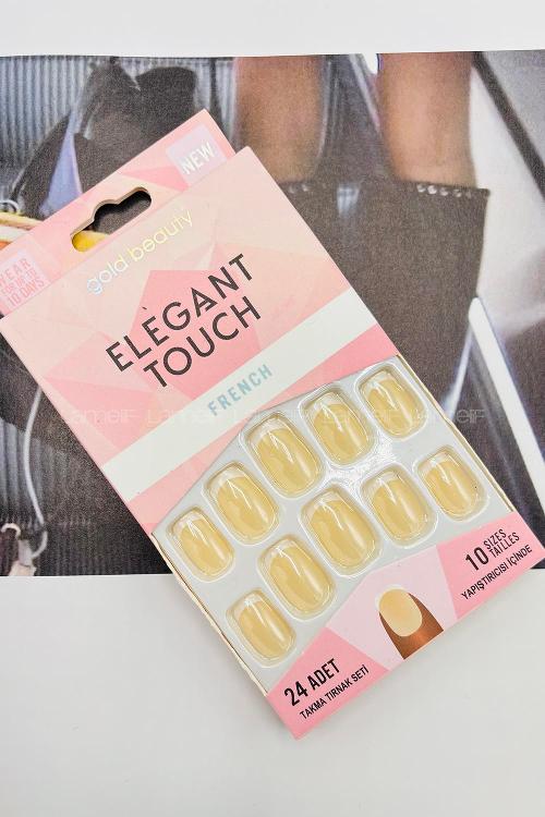Lamelif Gold Beauty French Takma Tırnak 24 lü Kemik